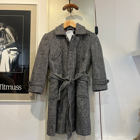 1970s Grey Wool Belted Long Coat