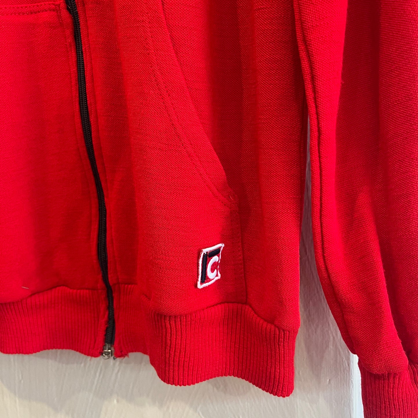 1980s Red Zip Up Track Top