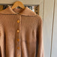 70s 80s Beige British Cable Knitted Cardigan Jumper