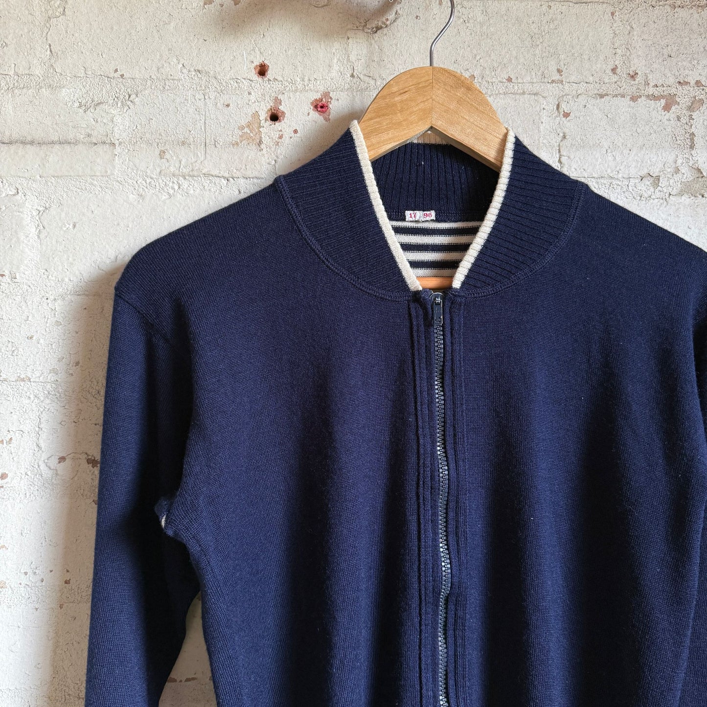 1970s Navy Italian Zip Up Cardigan Track Top