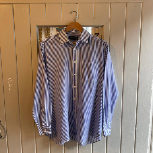 1980s Blue and White Long Sleeved St Michaels Striped Shirt