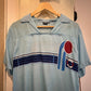 1970s Blue Linen Graphic Detail Button Shirt