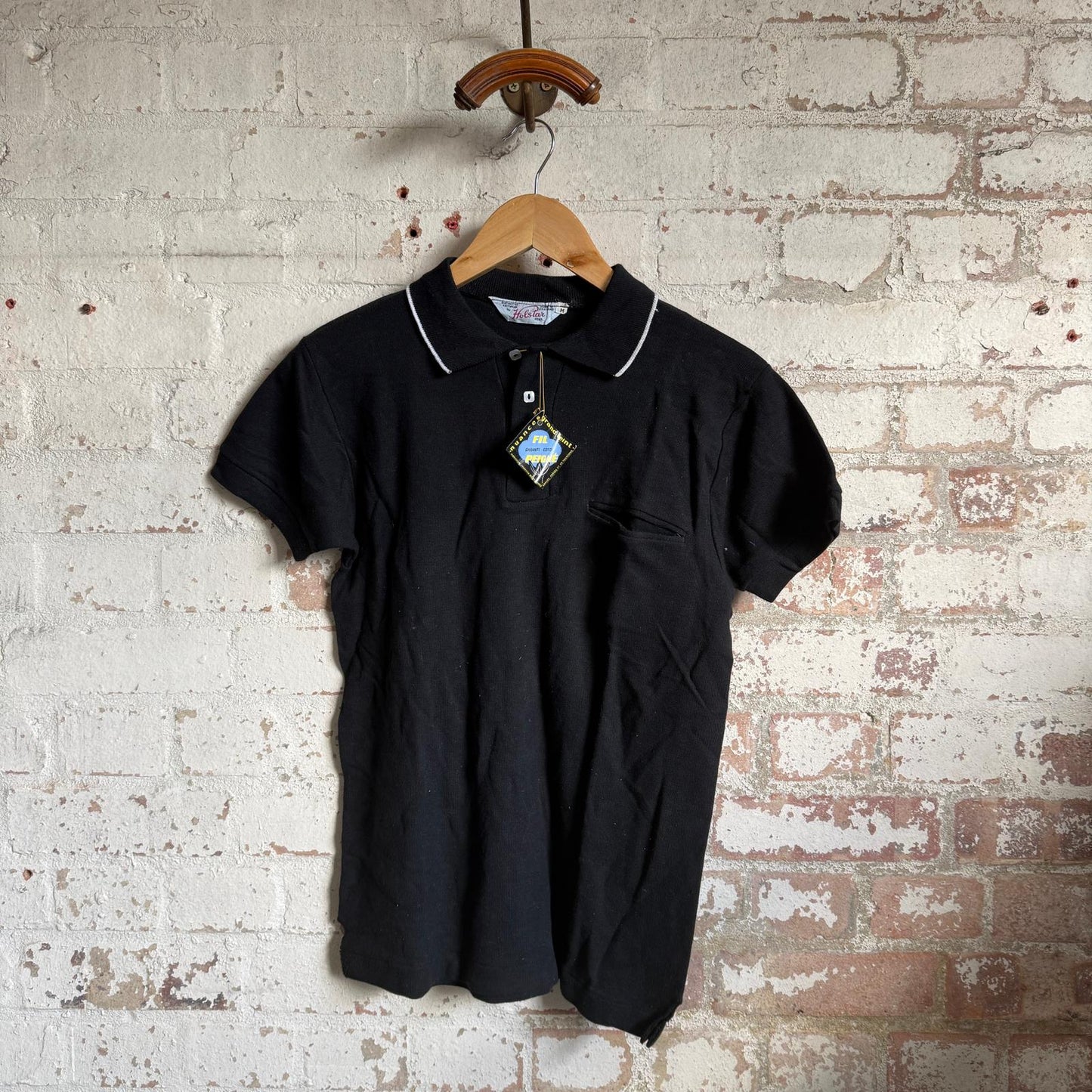 1960s Black Cotton Dead Stock British Leisure Polo Shirt