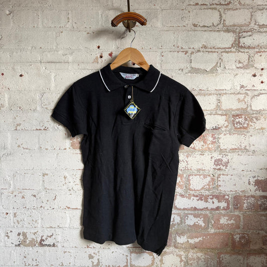 1960s Black Cotton Dead Stock British Leisure Polo Shirt