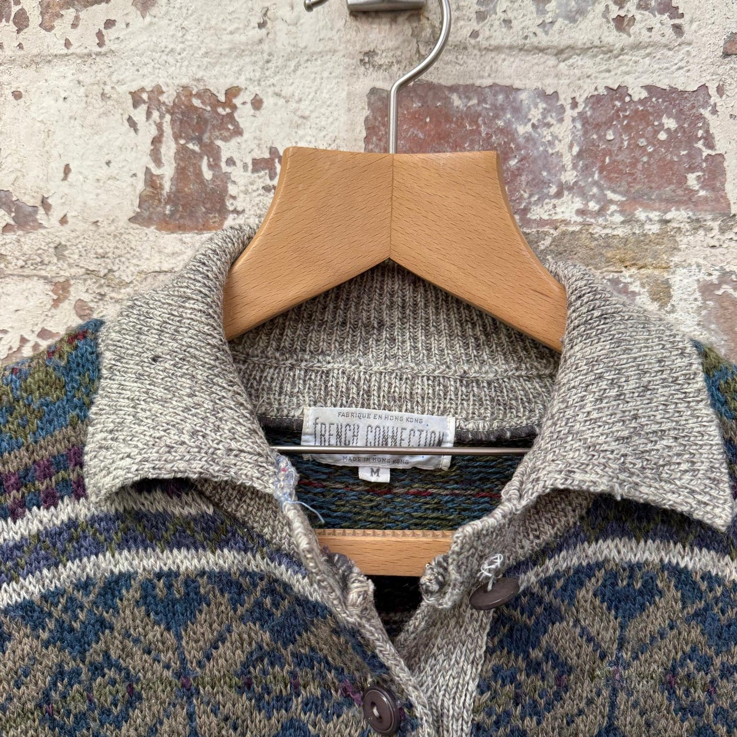 1970s French Connection Knitted Button Up Jumper
