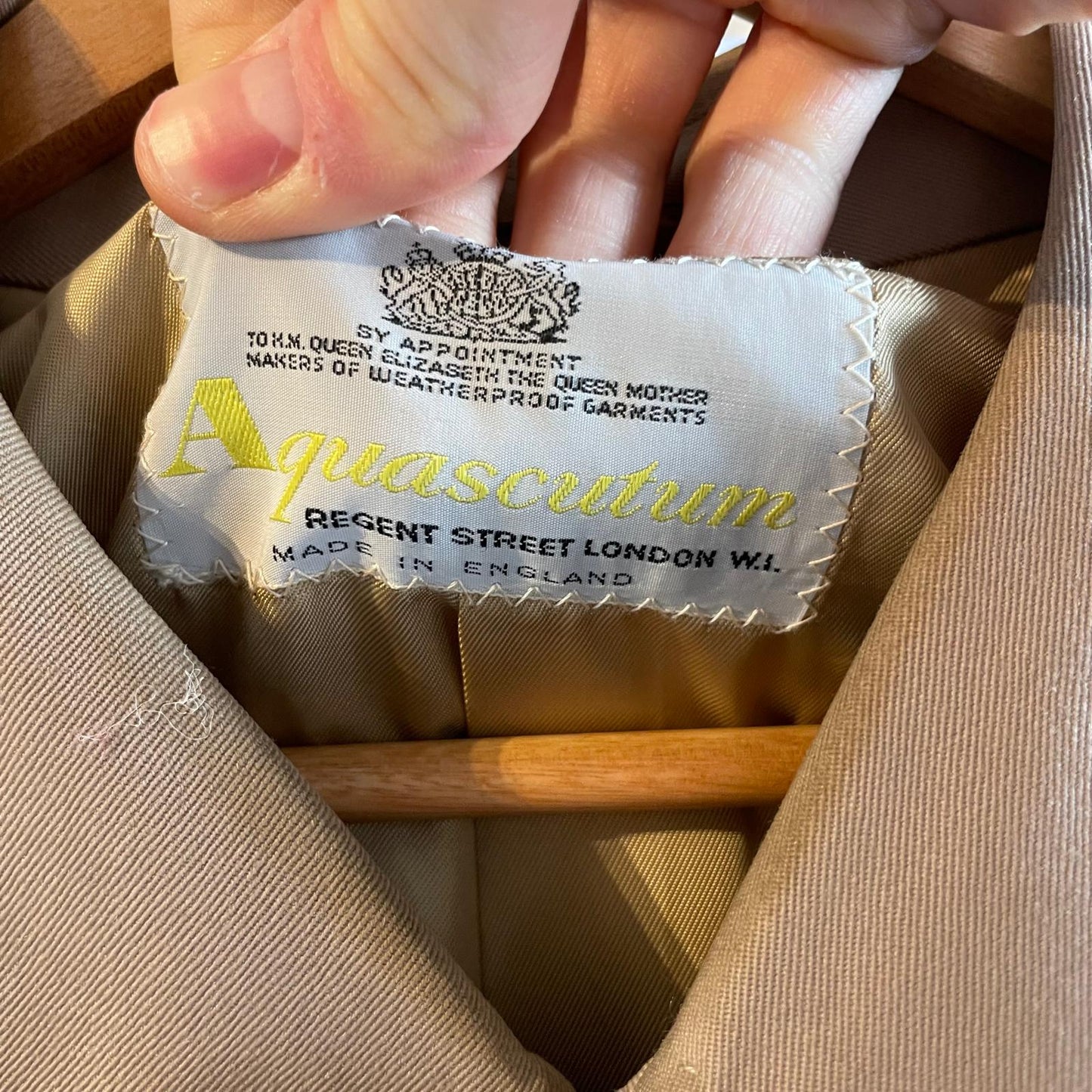 1980s Beige Aquascutum Long Mac Coat