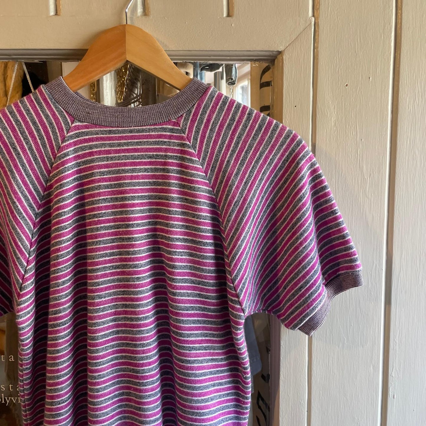 1970s Striped Short Sleeved Raglan Sweatshirt