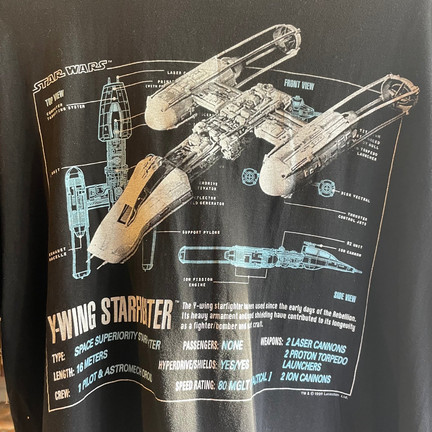 1990s Black Star Wars Graphic T-shirt