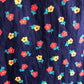 1970s Navy Floral Print Bell Sleeve Blouse