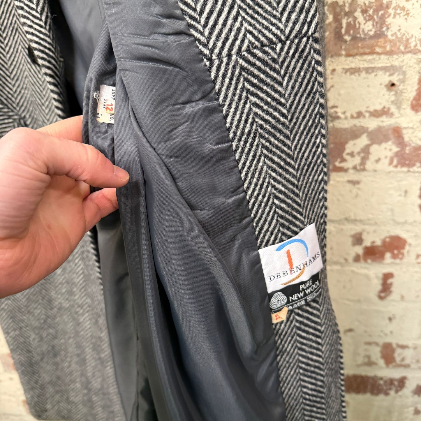 1970s Grey Debenhams Over Coat Jacket