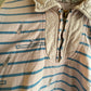 1980s Pink Stripe 1/4 Zip Detail Design Sweatshirt Jumper