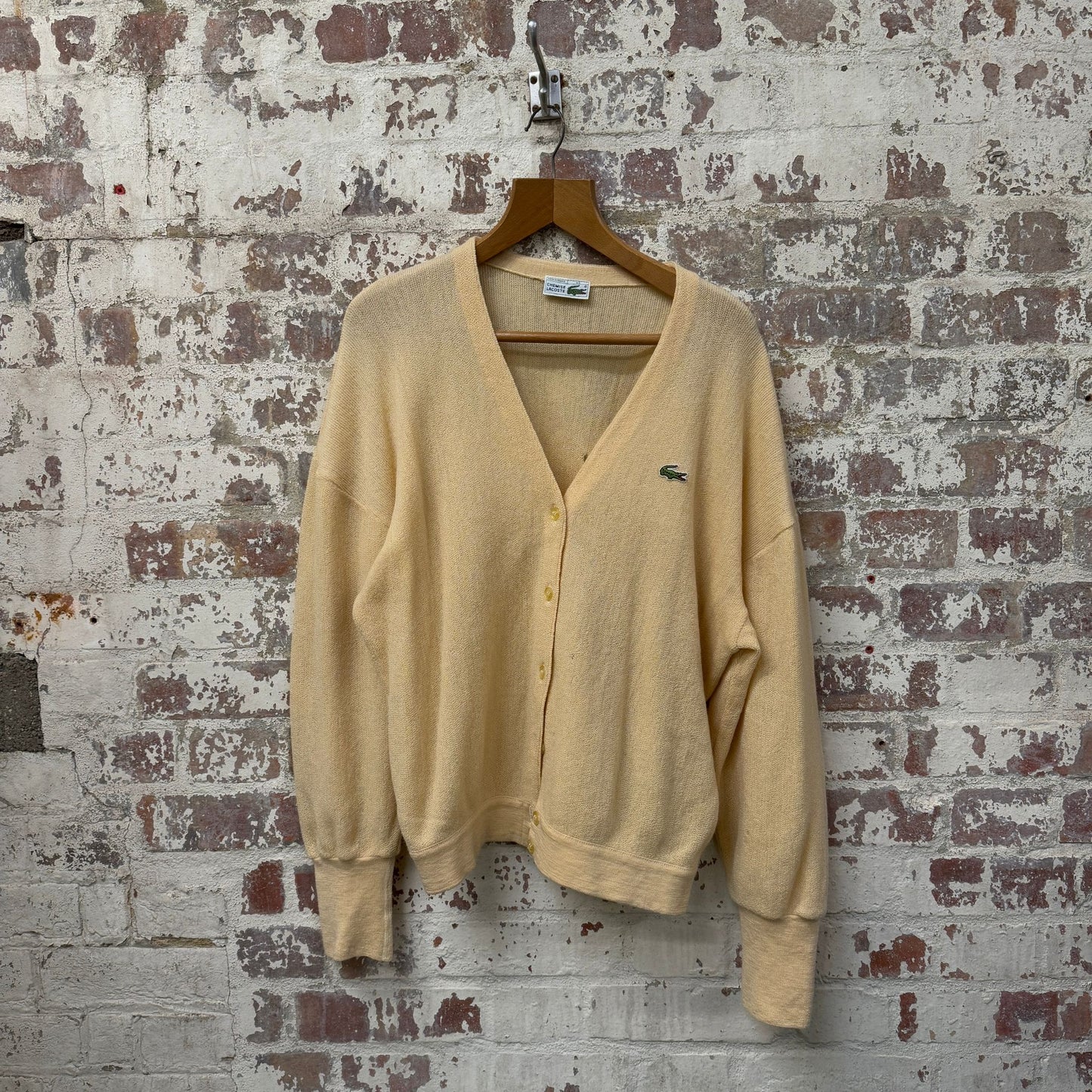 1980s Yellow Chemise Lacoste Cardigan Jumper