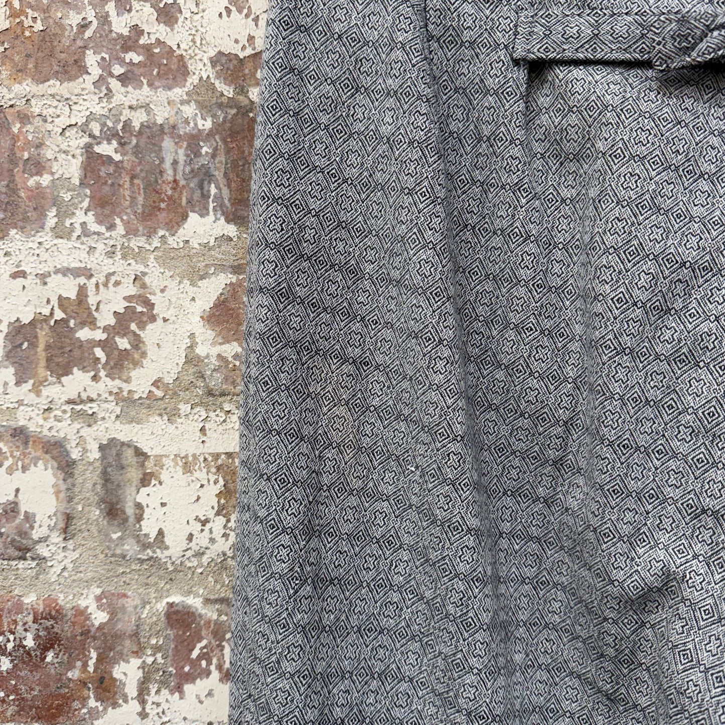Grey 1970’s Patterned Chino Flared Trousers