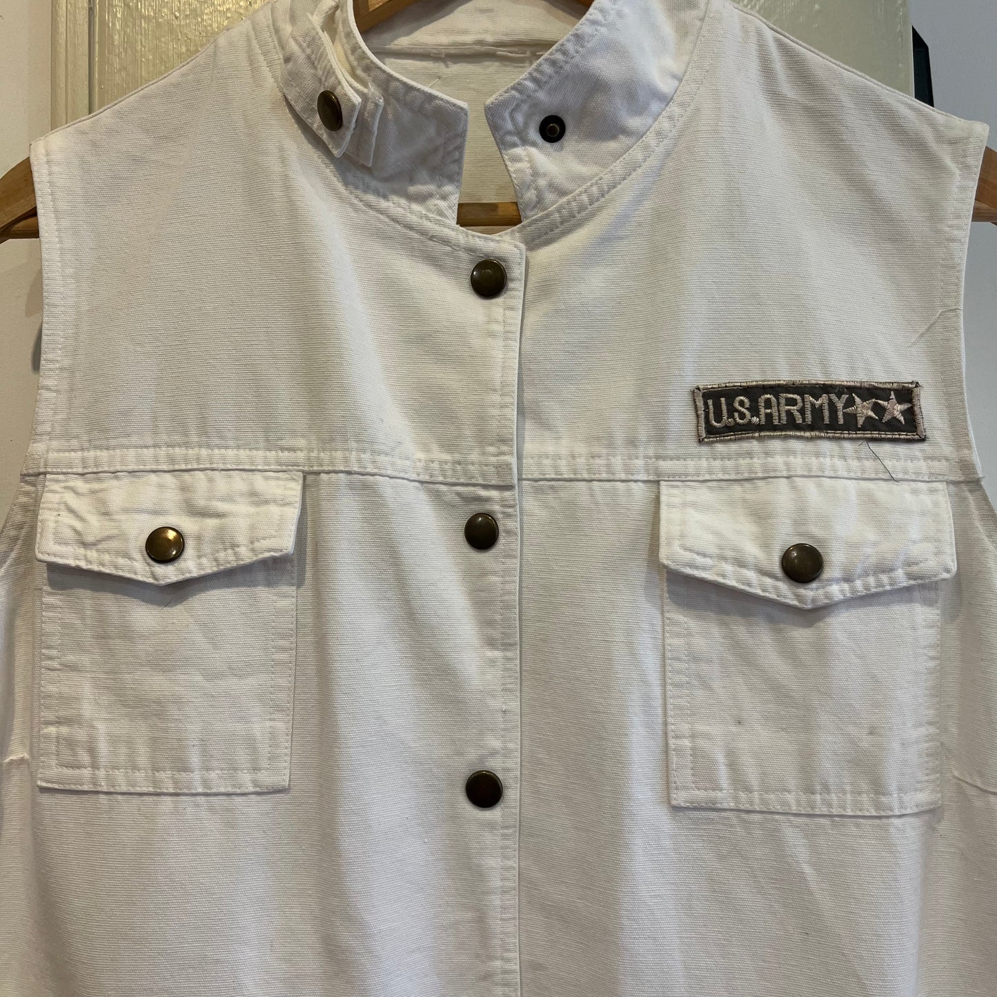 1980s White US Army Military Style Vest Unusual