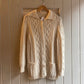 1980s Cream Cable Knitted Cardigan Jumper