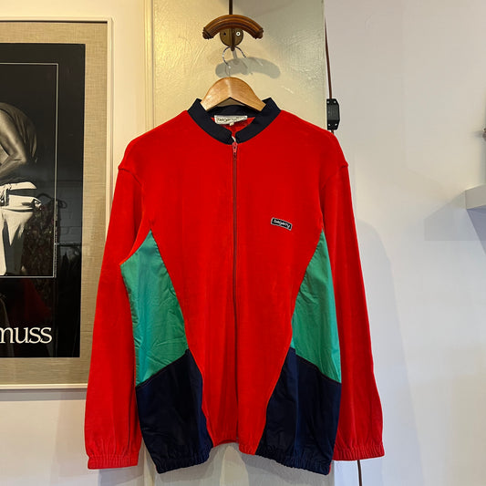 1980s Red Towelling Zip Up Track Top