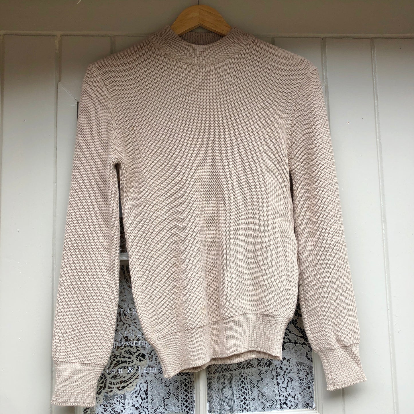 1970s Beige Italian Knitted Wool Jumper