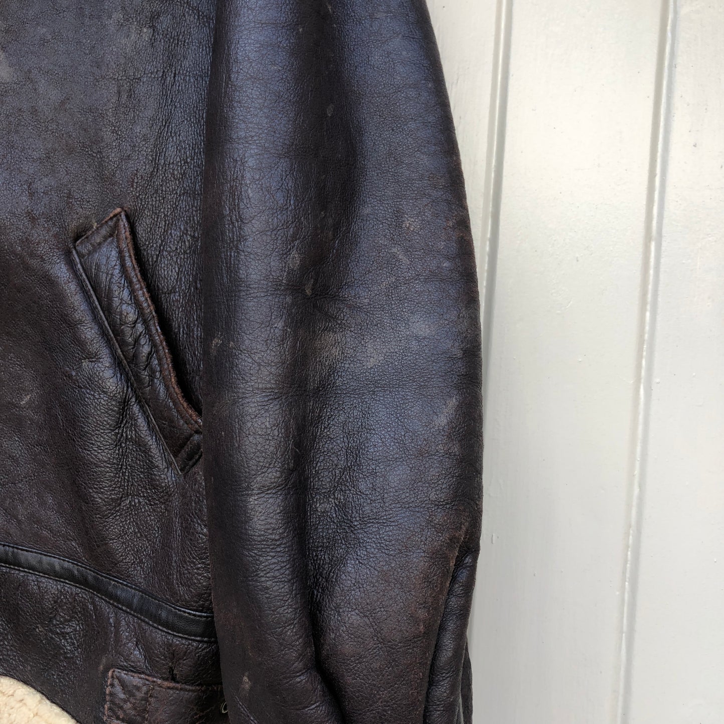 1980s Brown leather Shearling Flight Aviator Jacket