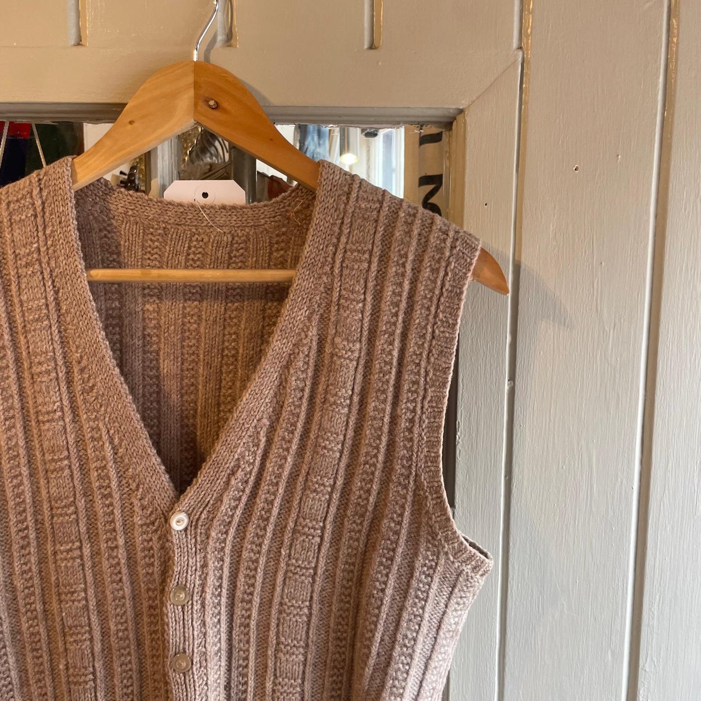 1960s Beige Wool Knitted Vest Jumper