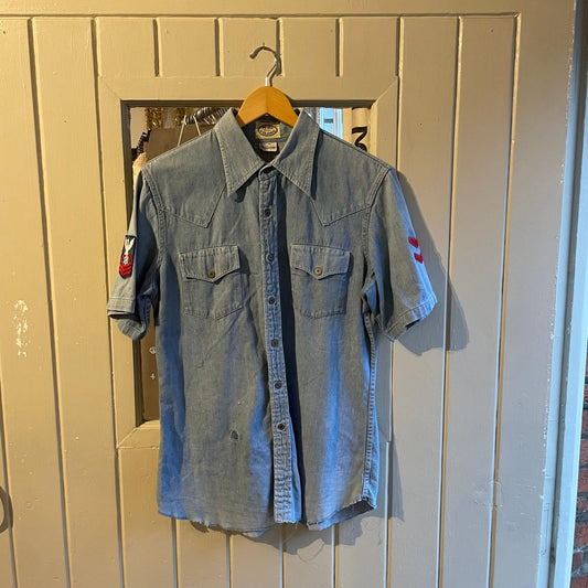 1970s Short Sleeve Blue Denim Button Shirt