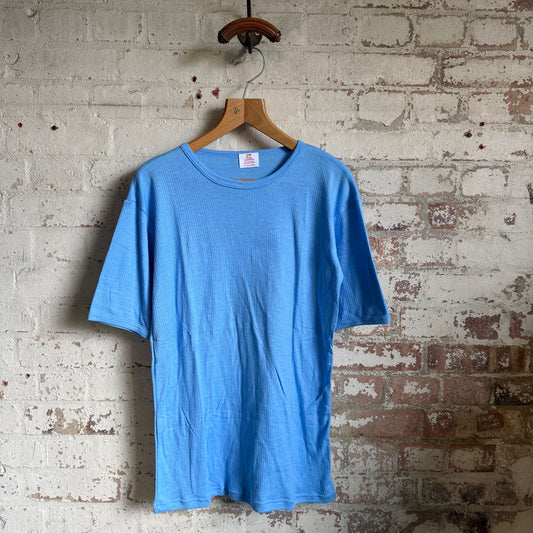 1980s Blue Ribbed Short sleeved T-shirt