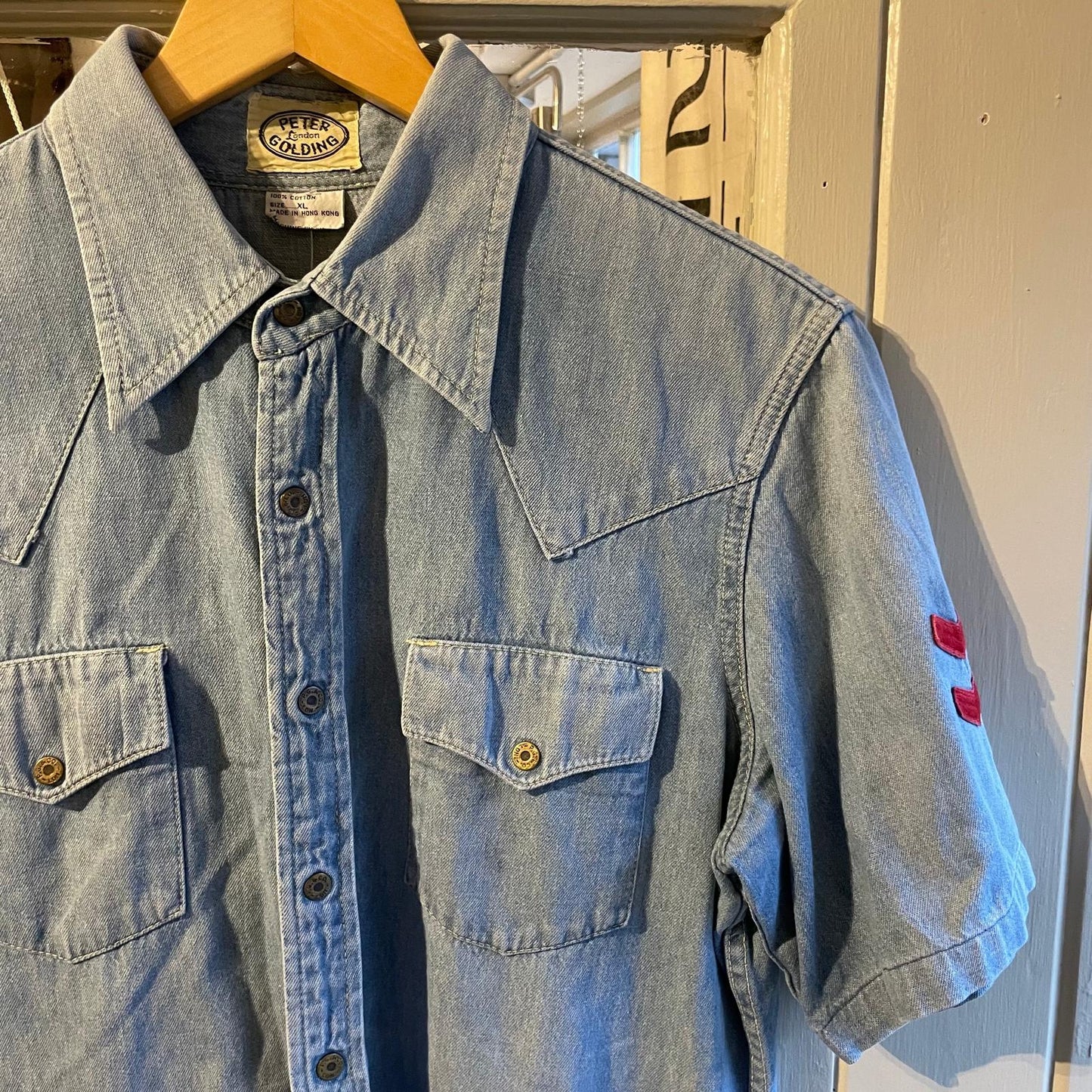 1970s Short Sleeve Blue Denim Button Shirt