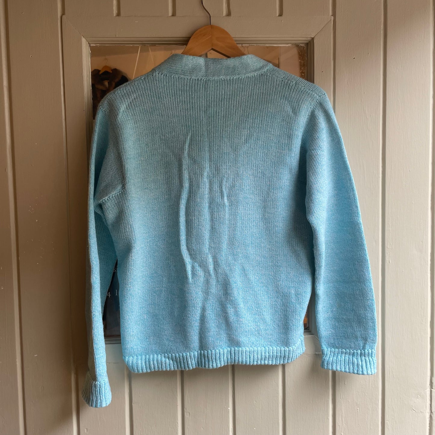 1970s Baby Blue Knitted Cardigan Jumper