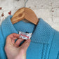 1950s Light Blue Wool British Cable Knitted Jumper