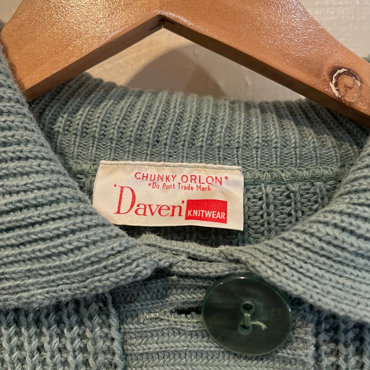 1960s Turquoise British Wool Knitted Cardigan JUmper