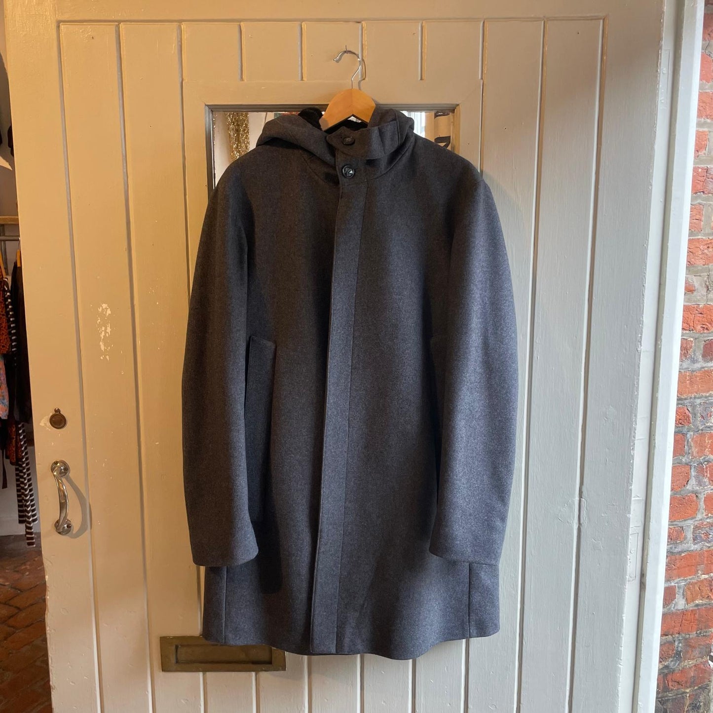 2008 Grey Wool Armani Long Hooded Coat