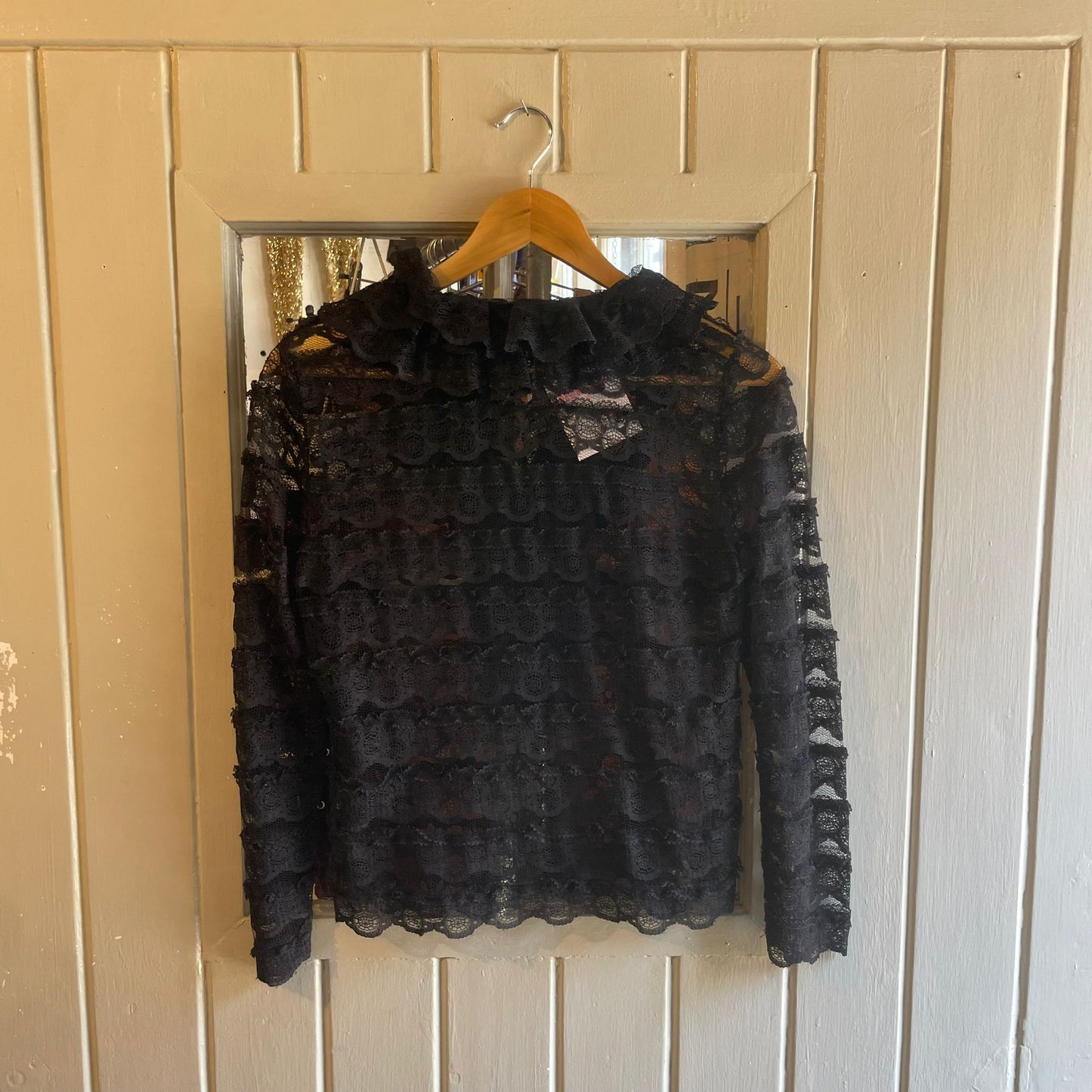 Vintage 70s/80s Black Victorian Style Lace Top