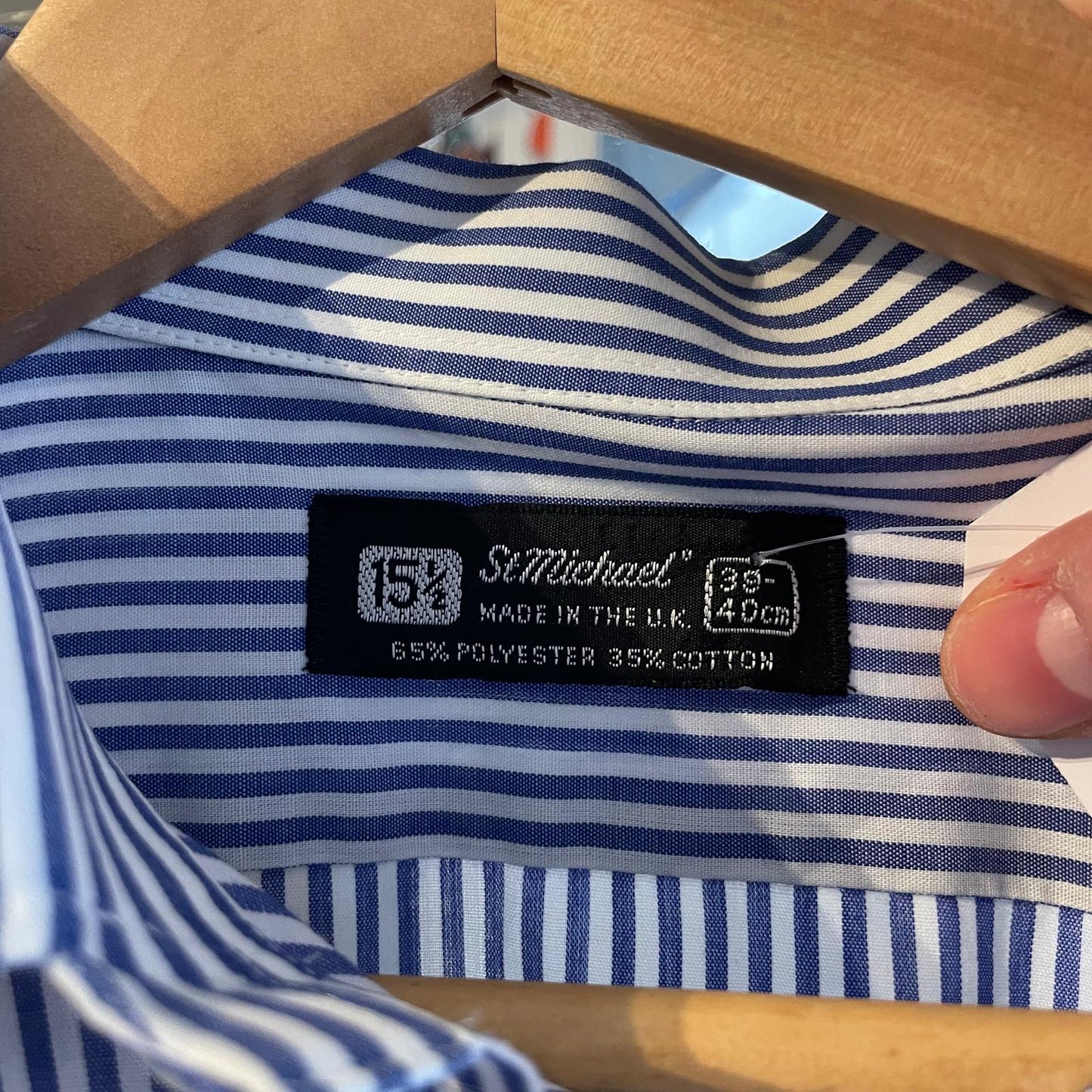 1980s Blue and White Long Sleeved St Michaels Striped Shirt