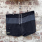 1980s Black Striped Board Shorts