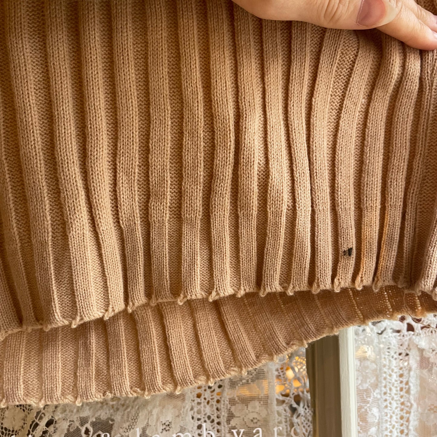 1970s Beige Knitted Tank Sweater Top Vest