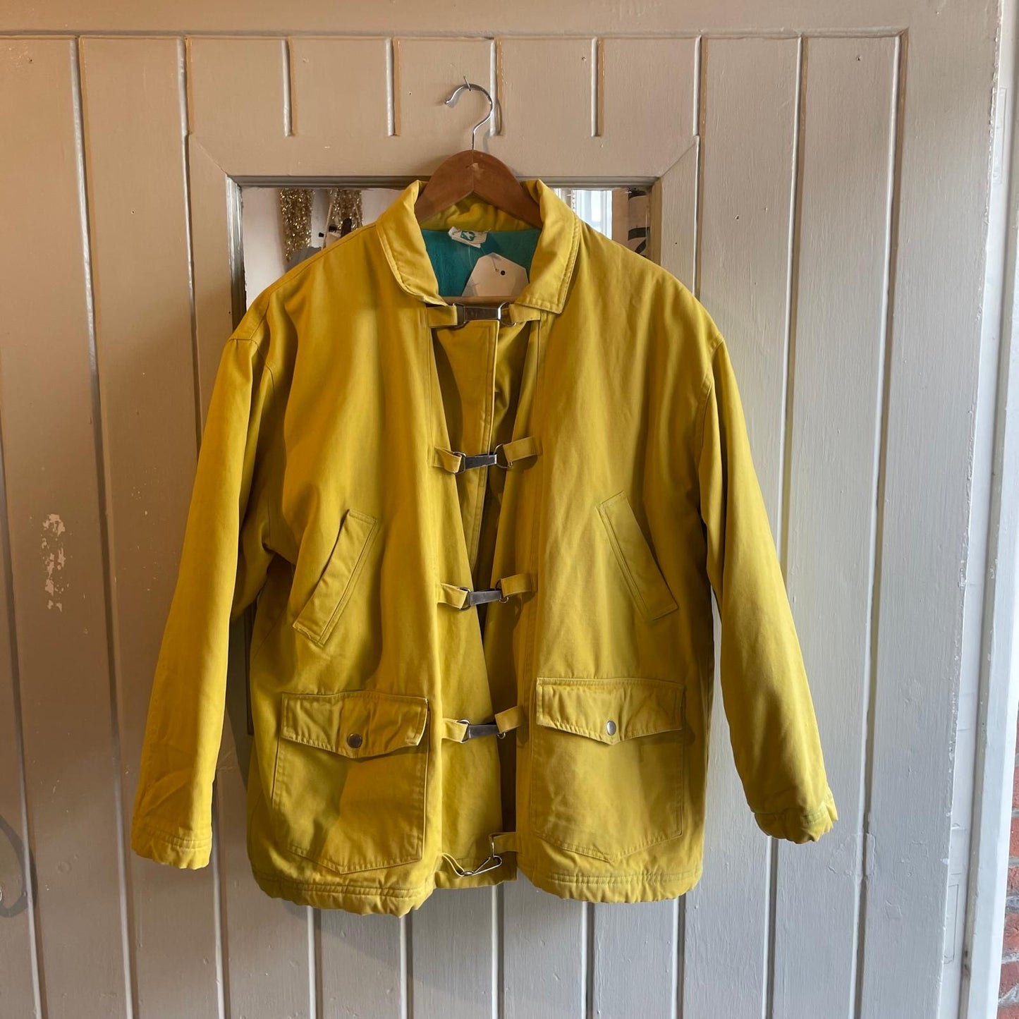 1980s Unusual Yellow Cotton Clasp Jacket
