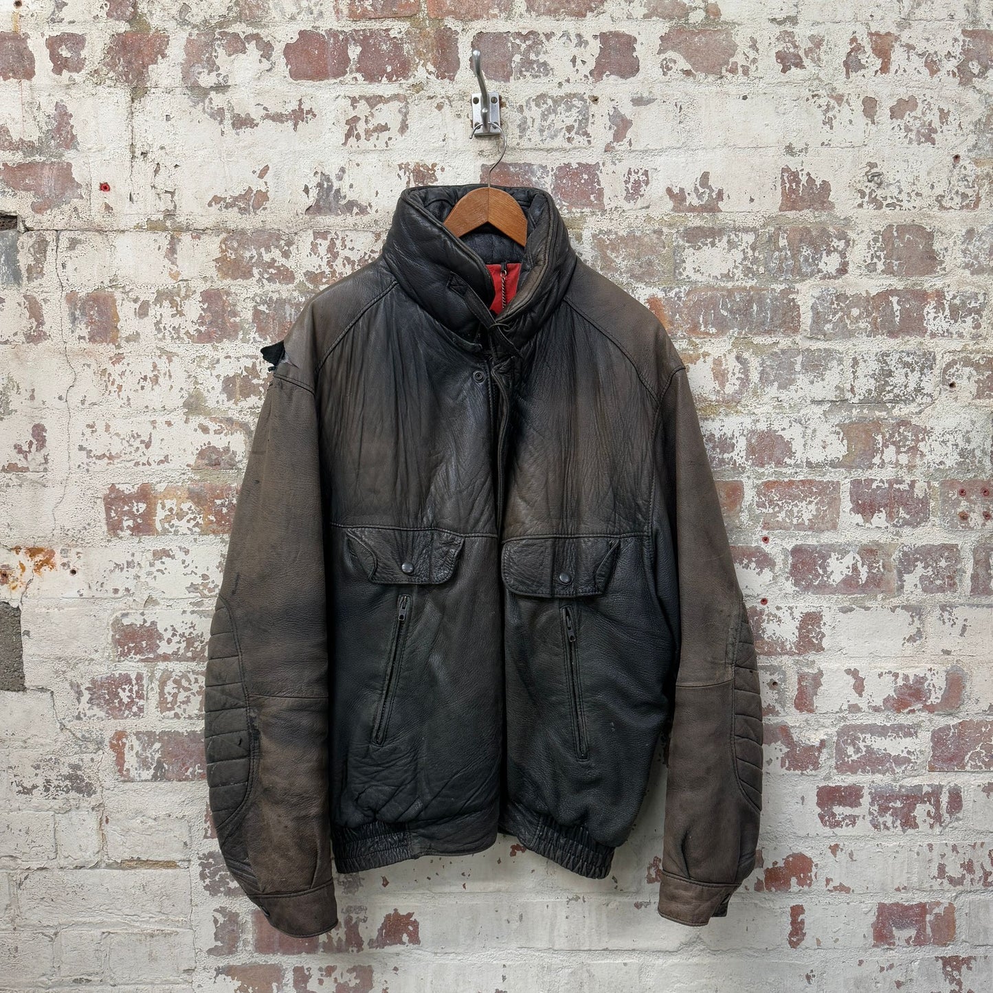 1980s Black Faded Leather St Michael Jacket