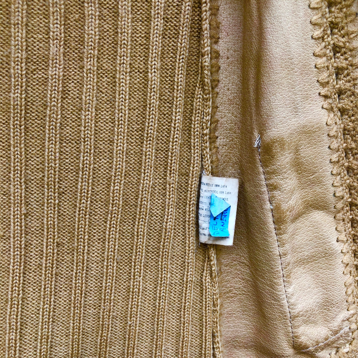 1970s Italian Suede Patchwork Zip Up Knitted Jacket