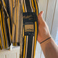 1970s Black Yellow Mod Boating Striped Blazer Jacket