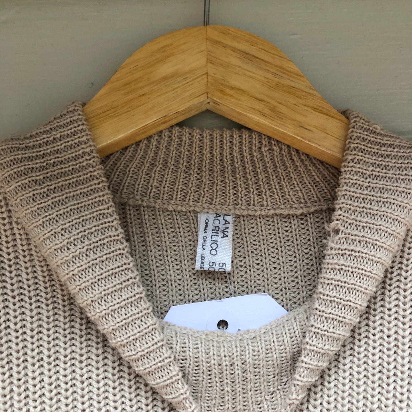 1970s Beige Italian Knitted Wool Jumper