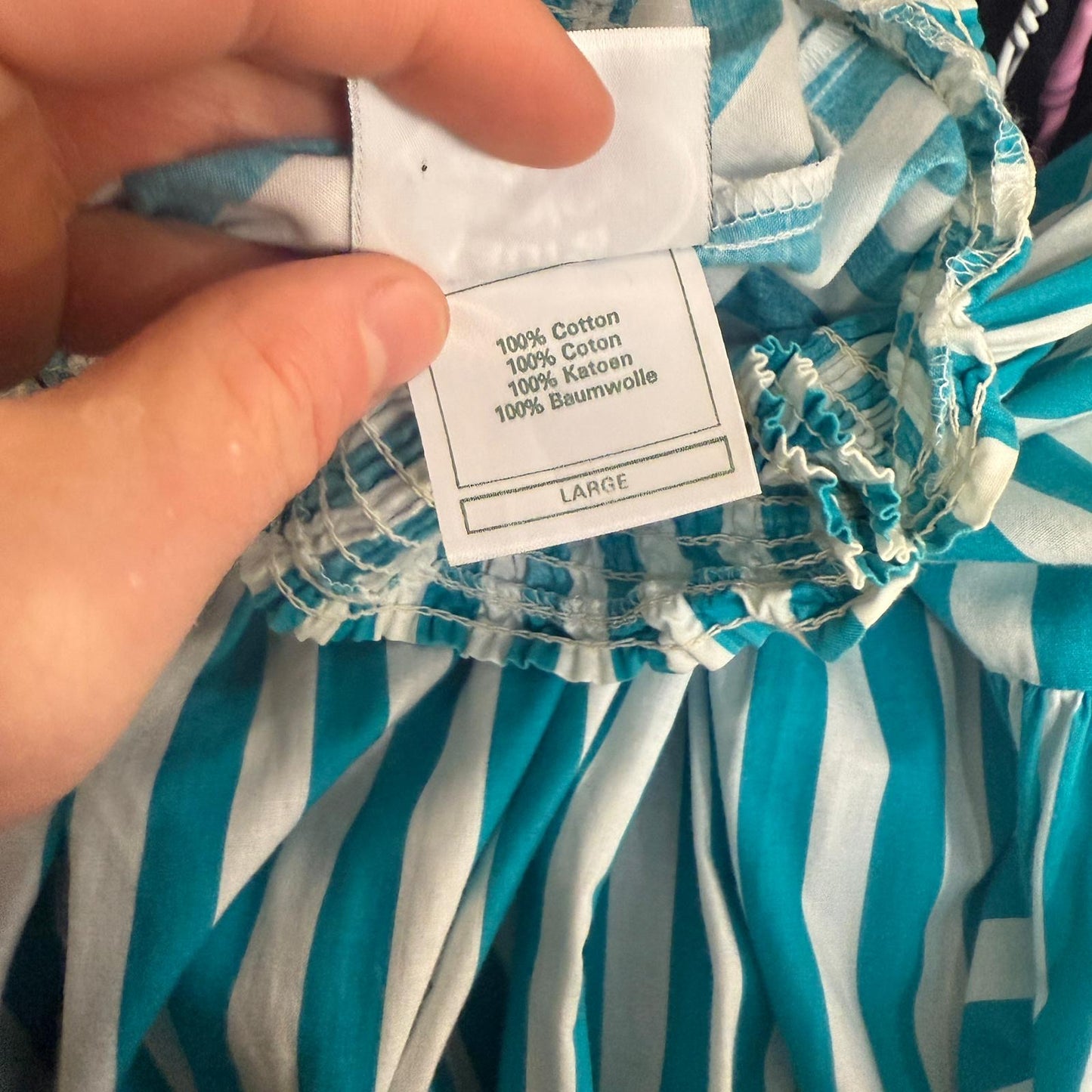 1980s Blue Striped Laura Ashley Cotton Skirt