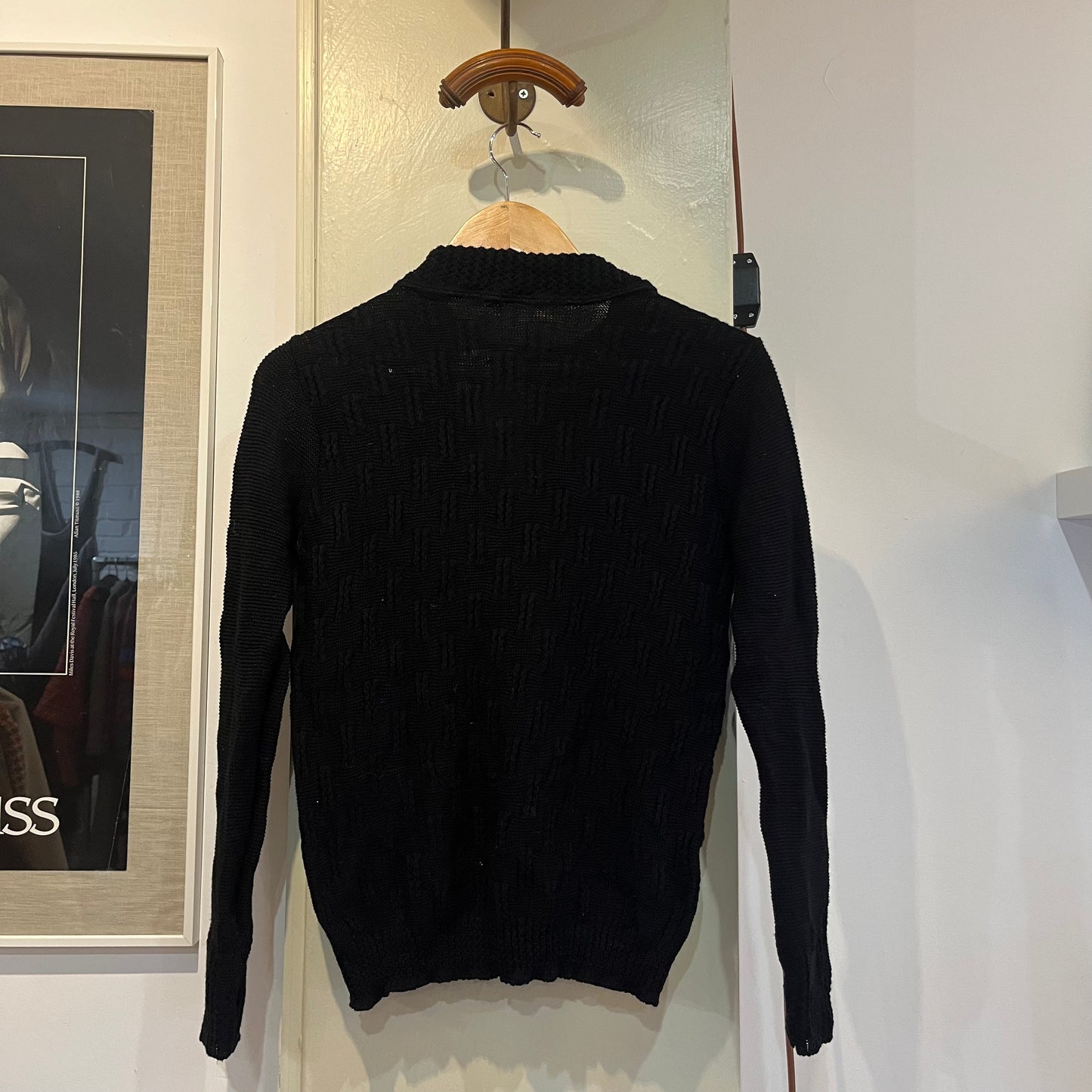 1960s Black British Knitted Cardigan Jumper