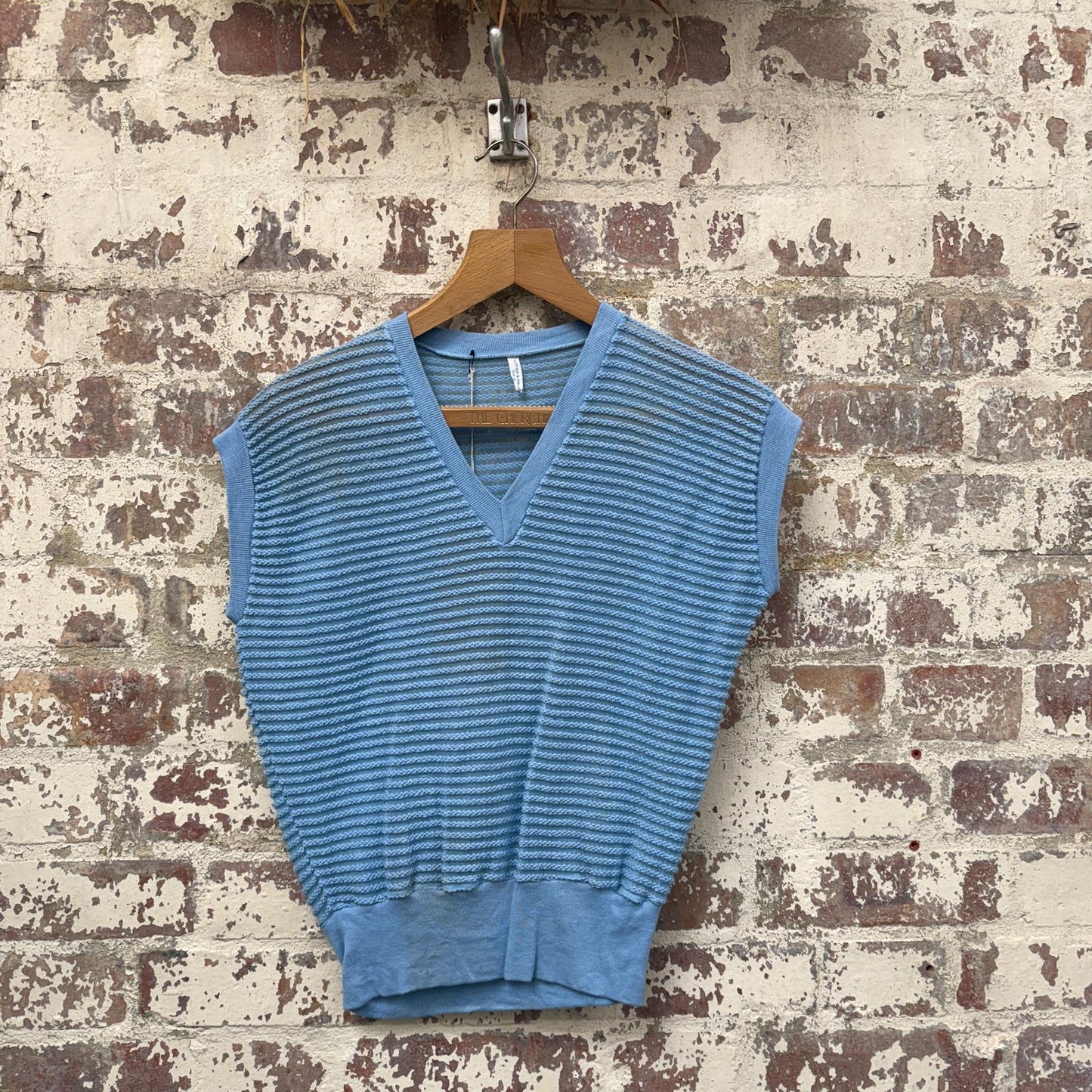 1970s Baby Blue Unusual Tank Top Vest