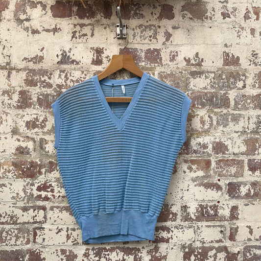 1970s Baby Blue Unusual Tank Top Vest