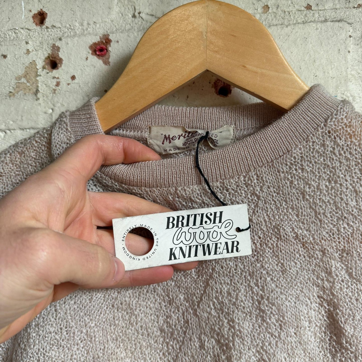 1960s Beige British Knitted Dead Stock Jumper