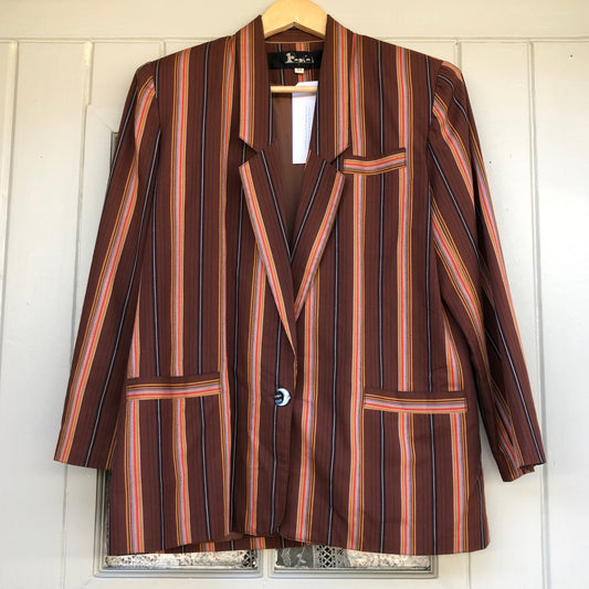 1970s Brown Striped Blazer Jacket