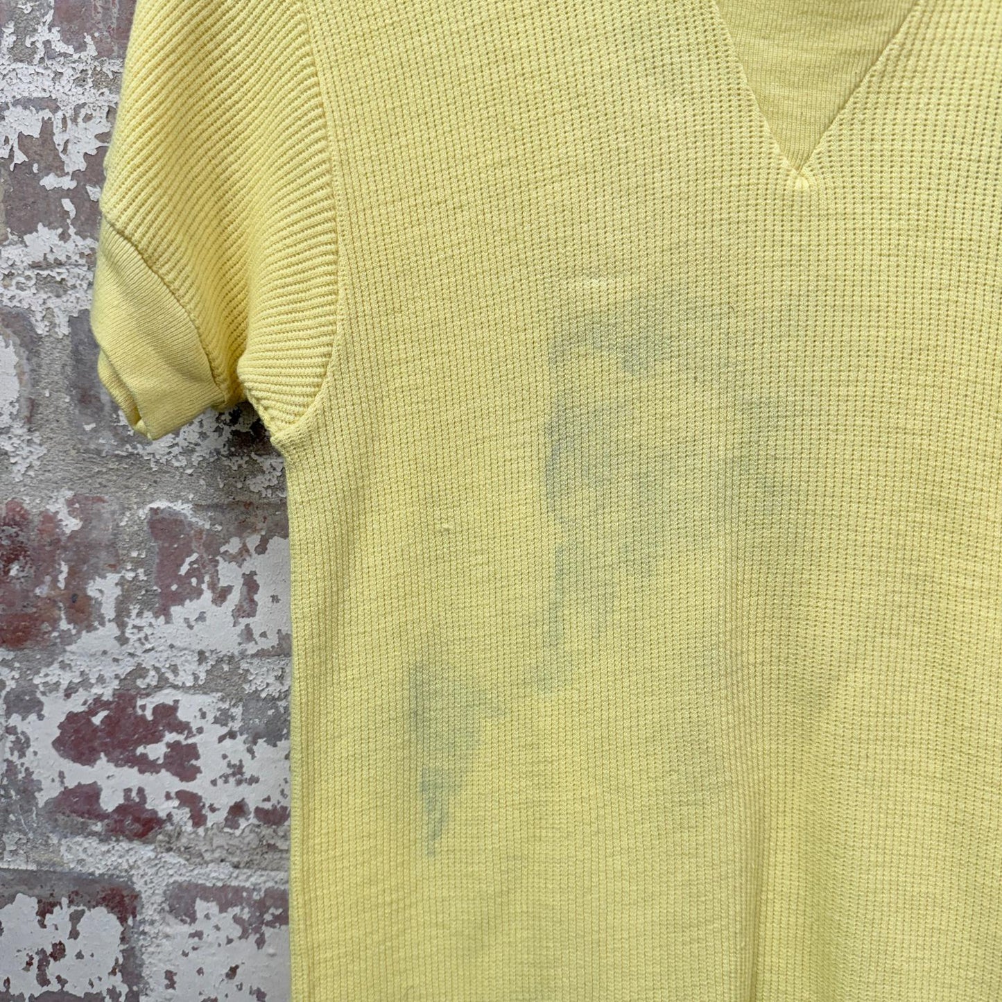 1960s Yellow British Holstar Waffle Polo Shirt