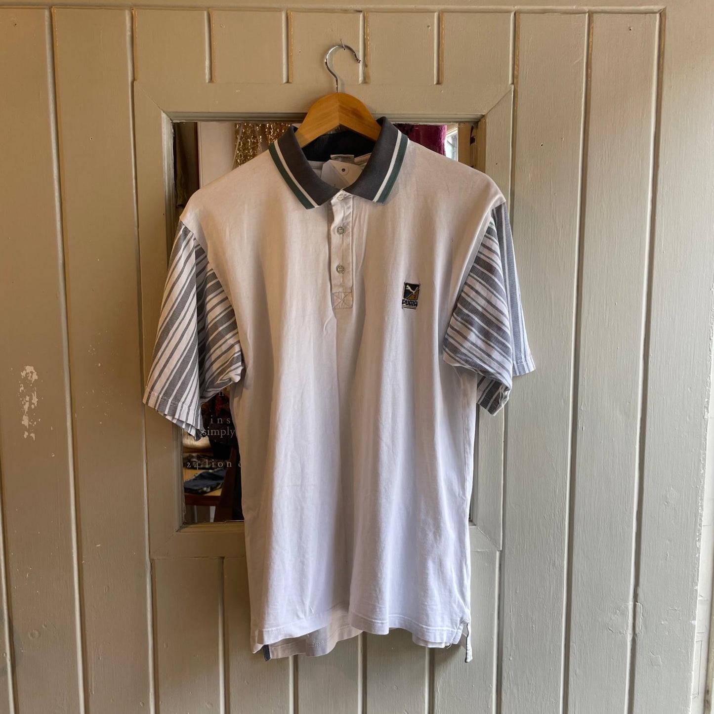 Vintage 80s/90s White Puma Polo Shirt Top