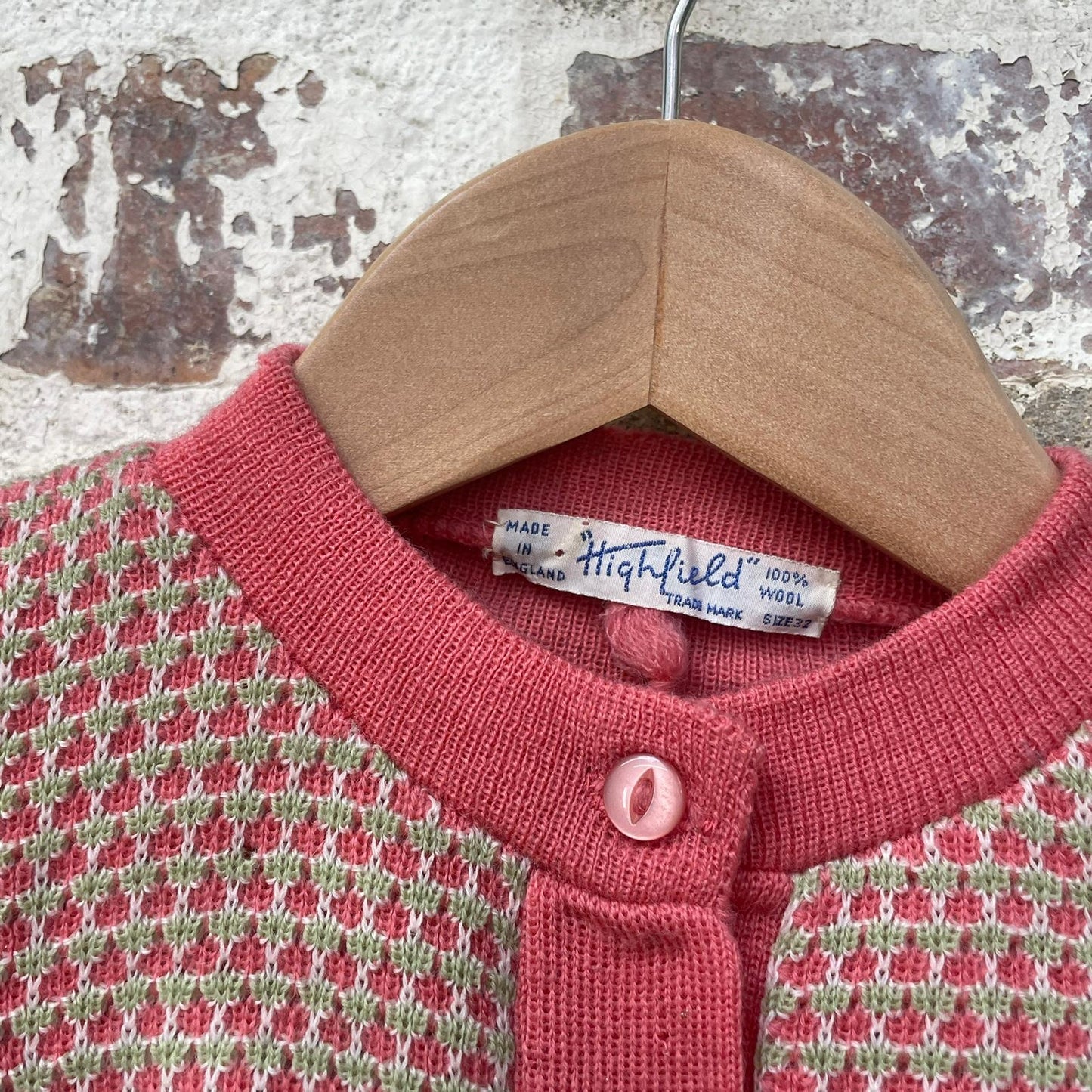 Vintage 1940s 1950s Pink Knitted Wool Cardigan Jumper