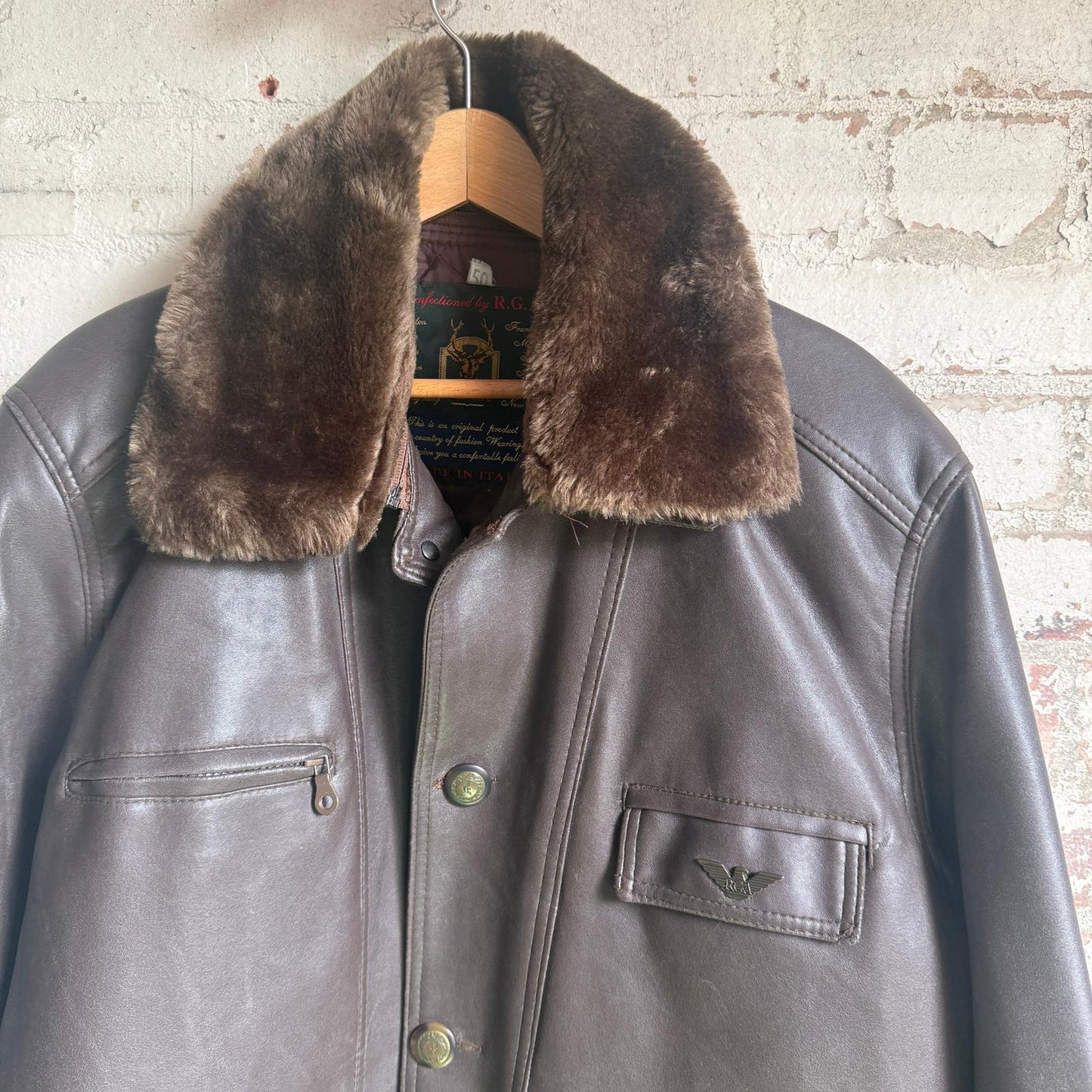 1980s Brown Leather Jacket Fur Collar