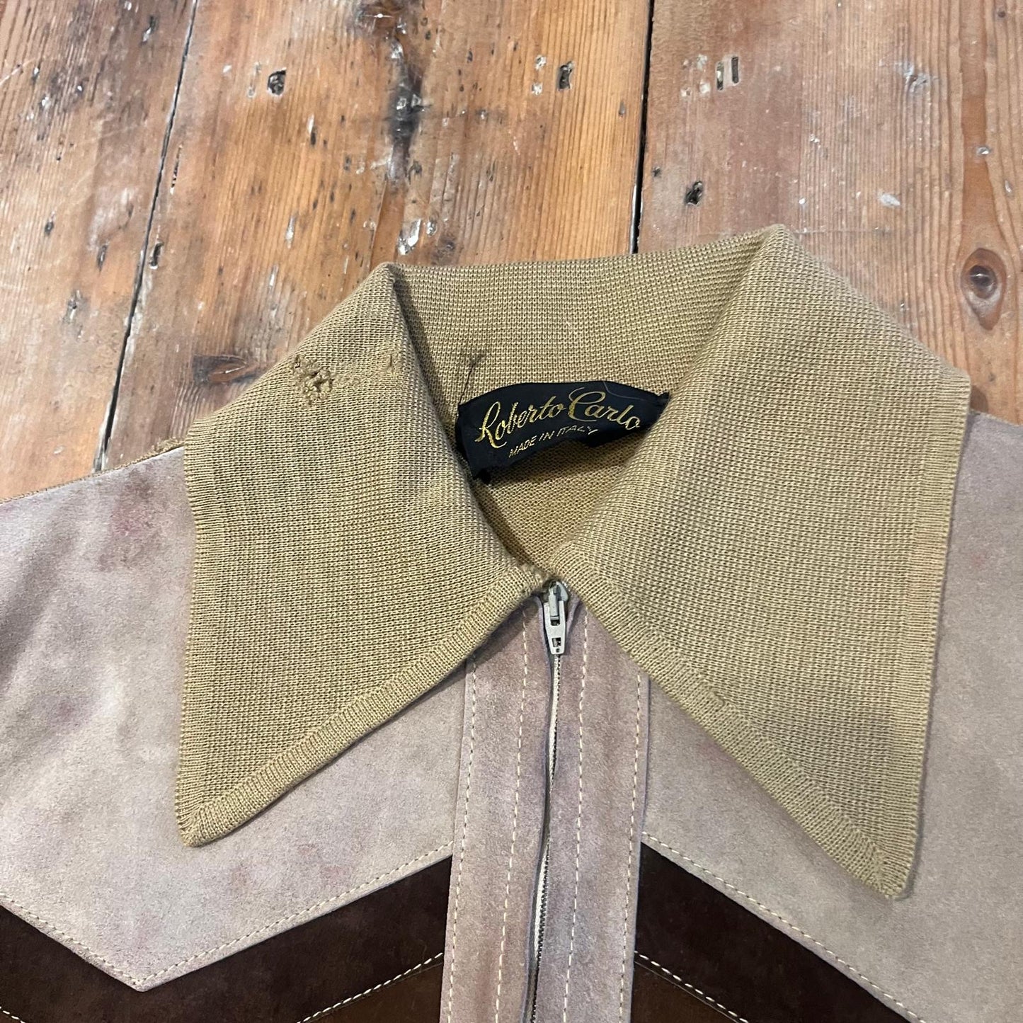 1960s 1970s 'Roberto Carlo' Suede Knitted Cardigan Jumper 'Yardi Cardi'